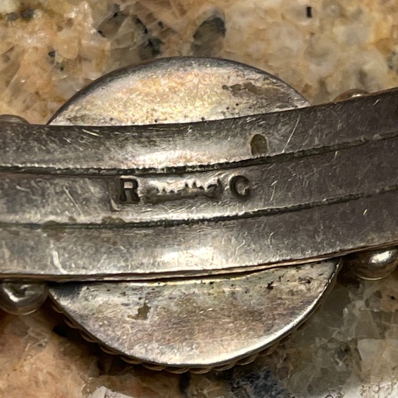 Silver 3 Stone Turquoise cuff Bracelet $2500 Signed - Picture 10 of 11